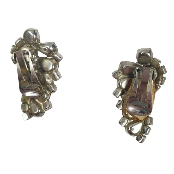 Art Deco Amethyst Rhinestone Brooch Pin & Clip On Earrings Round Domed Design - Picture 5 of 9